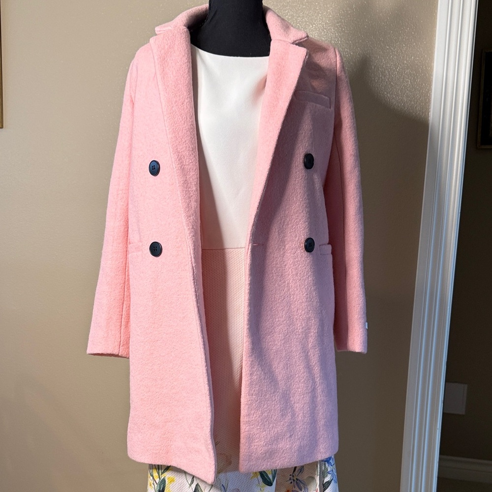 Vintage Pink Wool Blend Coat with Black Label
